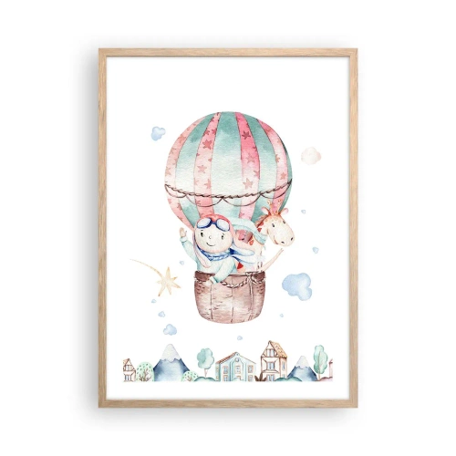 Plagát v ráme zo svetlého duba - Čoskoro sa vrátime! - 50x70 cm