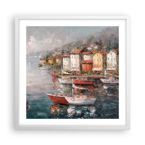Plagát v bielom ráme - Romantický prístav - 50x50 cm