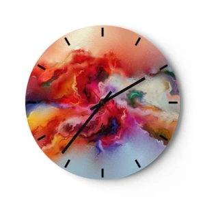 Nástenné hodiny - Abstraktná zmes farieb vytvára dynamickú kompozíciu. - 30x30cm - Ako zachytiť sny - dym - Moderná nástenná dekorácia do obývacej izby, kuchyne a spálne ARTTOR