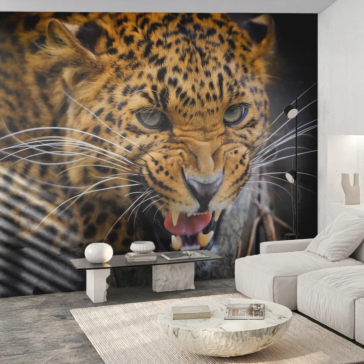 Samolepiaca Fototapeta Deluxe Sticker - Nepribližuj sa, varujem! - Zvieratá, leopard, Divoká mačka - 250x175 cm