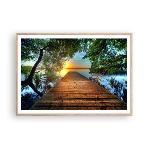 Plagát v ráme zo svetlého duba - Neponáhľaj sa, posaď sa - 100x70 cm