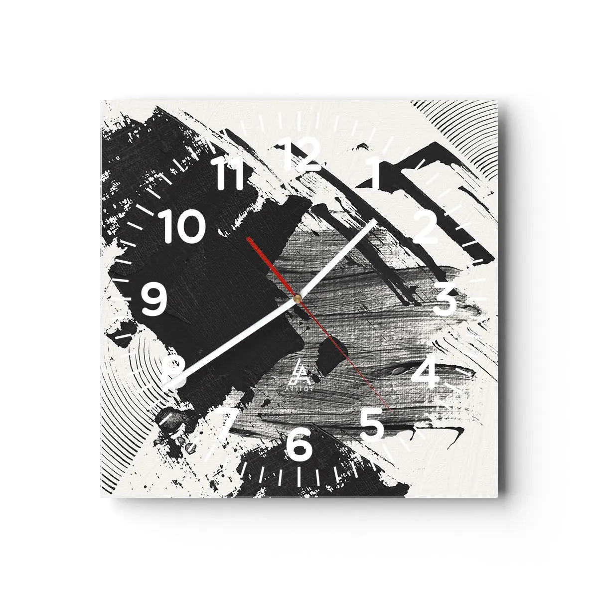 Nástenné hodiny - Abstrakcia – expresia čiernej - 30x30 cm