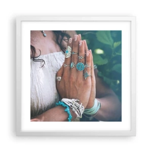 Plagát v bielom ráme - Vitajte v centre bytia - 40x40 cm