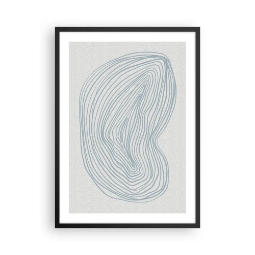 Plagát v čiernom ráme - Minimalistická abstrakcia s lineárnym vzorom v odtieňoch modrej. - 50x70cm - Úsmev kvapky - Moderná nástenná dekorácia do obývacej izby a spálne ARTTOR
