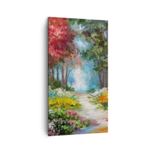 Obraz na plátne - Lesná záhrada, kvetinový les - 45x80 cm
