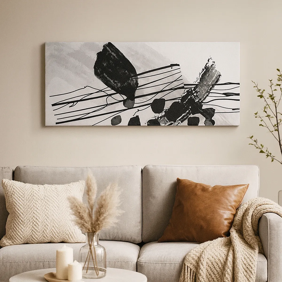 Obraz na plátne - Čiernobiela organická abstrakcia - 30x30 cm
