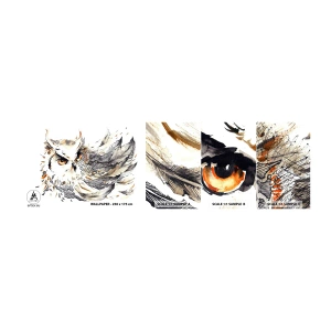 Vzorka Fototapeta Standard Eco - Prišla zo sveta kúziel - Vták, Sova, Grafika - 100x30 cm