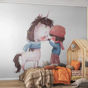 Fototapeta Premium Sand - Zimný príbeh - Pre deti, Jednorožec, Dievča - 400x280 cm