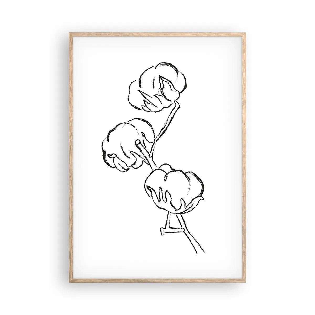 Plagát v ráme zo svetlého duba - Bavlnené páperie - 70x100 cm