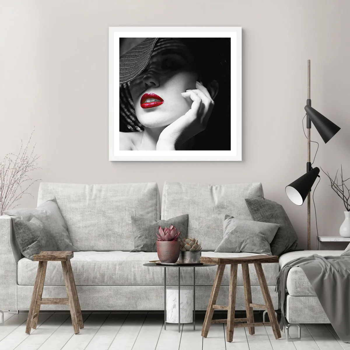 Plagát v bielom ráme - Štúdia v šarlátovej - 60x60 cm