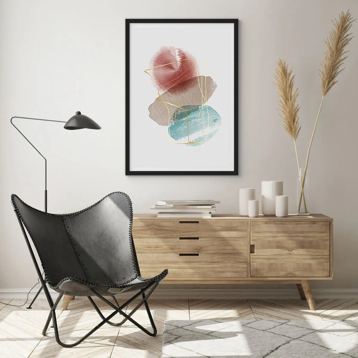 Plagát v čiernom ráme - Korálky priestoru - 61x91 cm