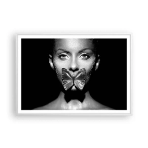 Plagát v bielom ráme - Motýlí bozk - 100x70 cm