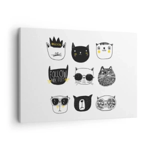 Obraz na plátne - Štýlové ilustrácie mačiek v minimalistickom štýle - 70x50cm - Každý iný - Moderná nástenná dekorácia do obývacej izby a spálne ARTTOR