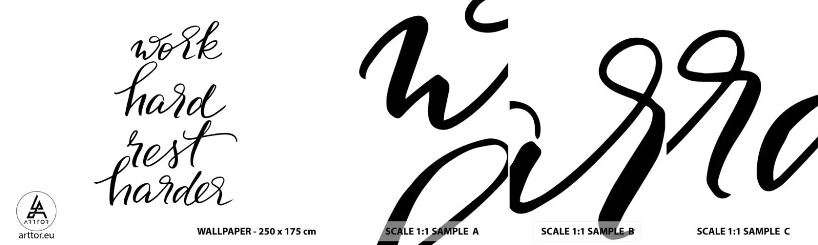 Vzorka samolepiacej fototapety Deluxe Sticker - Životná rovnováha - Typografia, Afirmácia, Maxim - 100x30 cm