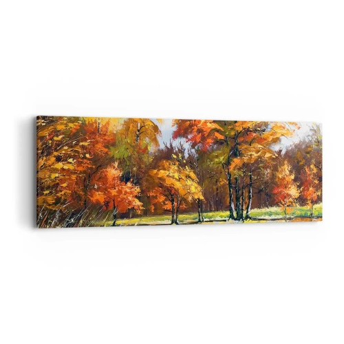Obraz na plátne - Krajinka v zlatej a hnedej - 90x30 cm