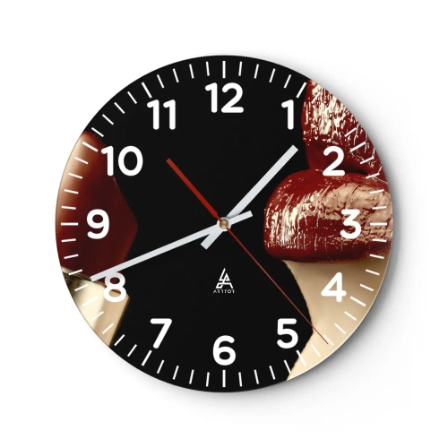 Nástenné hodiny - Zmyselnosť a lesk karmínu - 40x40 cm