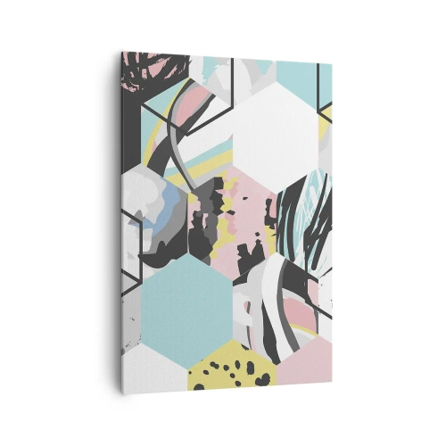 Obraz na plátne - Šesťuholníky a kocky v šiestich farbách - 70x100 cm