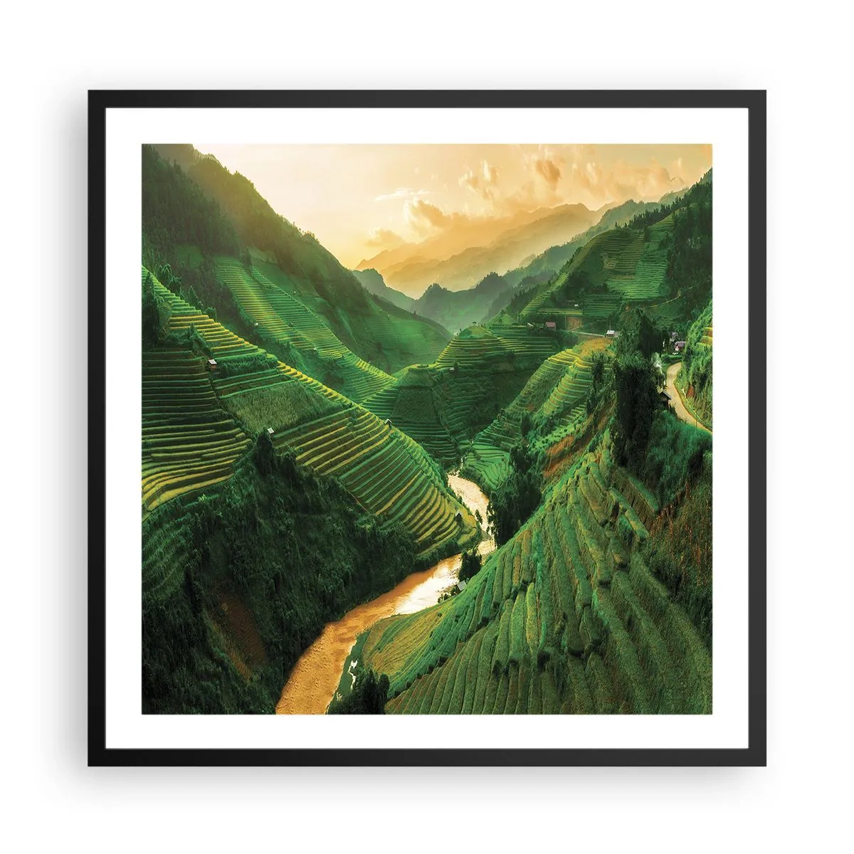 Plagát v čiernom ráme - Vietnamské údolie - 60x60 cm