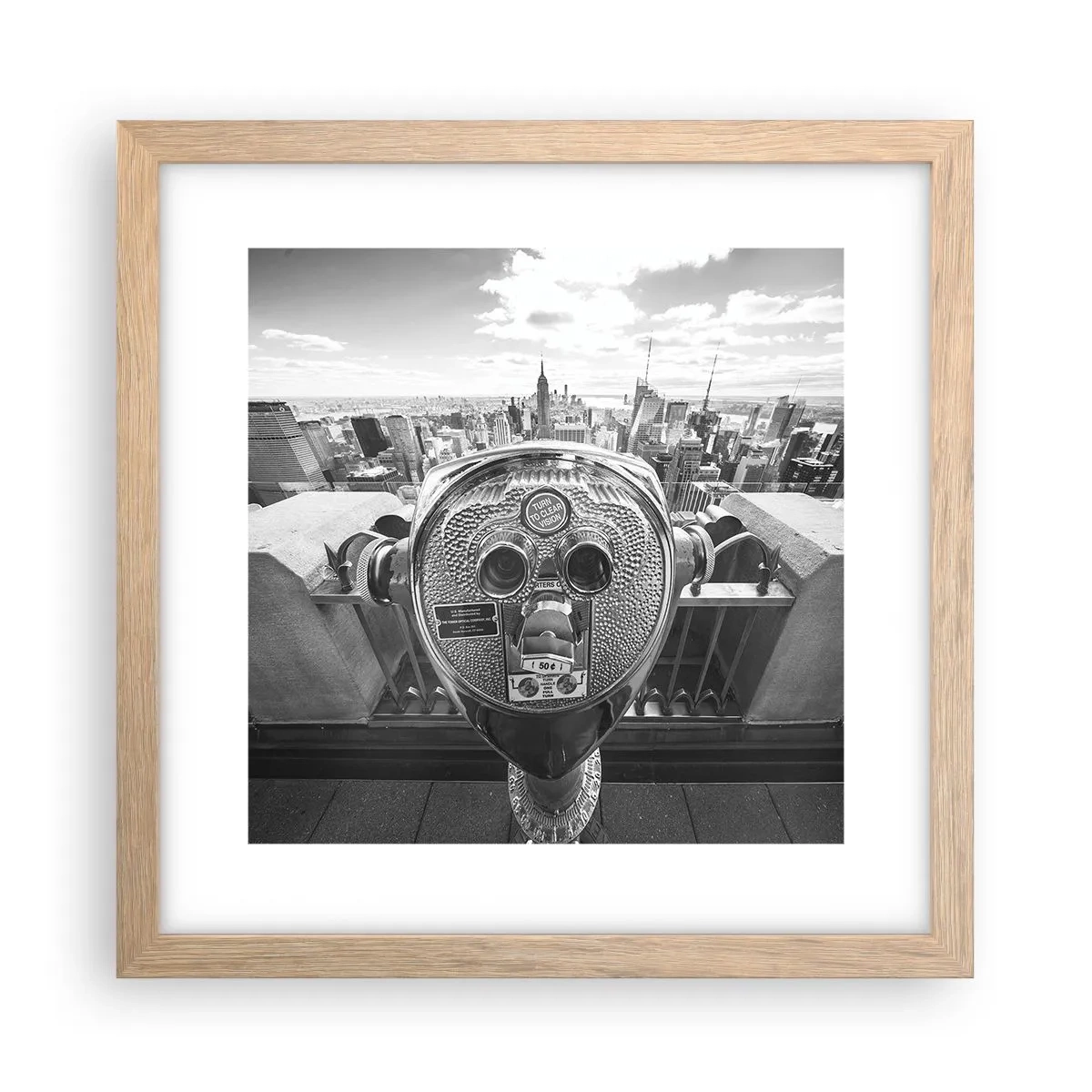 Plagát v ráme zo svetlého duba - Mesto nad mestami - 30x30 cm