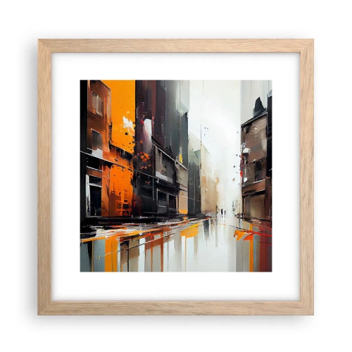 Plagát v ráme zo svetlého duba - Daždivý deň - 30x30 cm