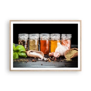 Plagát v ráme zo svetlého duba - Aby mal život chuť - 100x70 cm