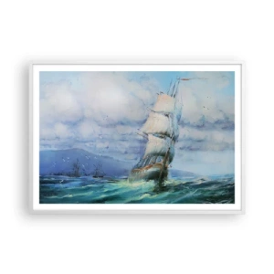 Plagát v bielom ráme - Šťastnú cestu - 100x70 cm