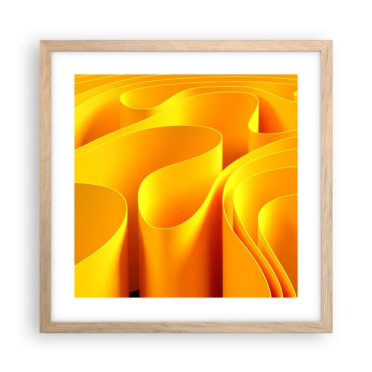 Plagát v ráme zo svetlého duba - Ako slnečné vlny - 40x40 cm