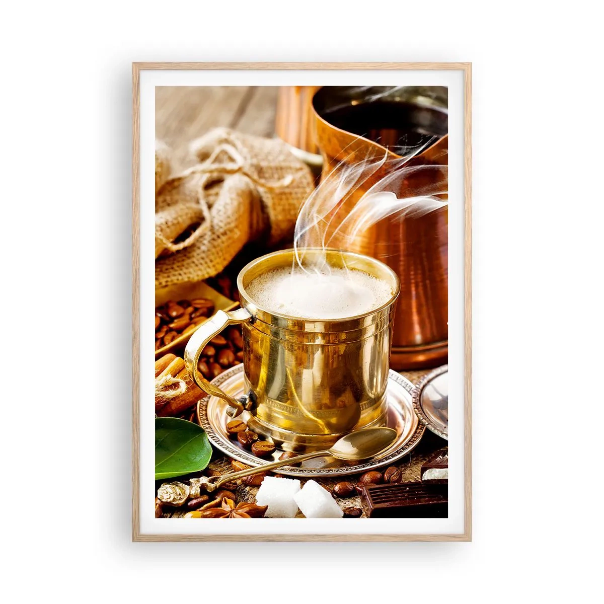 Plagát v ráme zo svetlého duba - Pekný deň prajem! - 70x100 cm