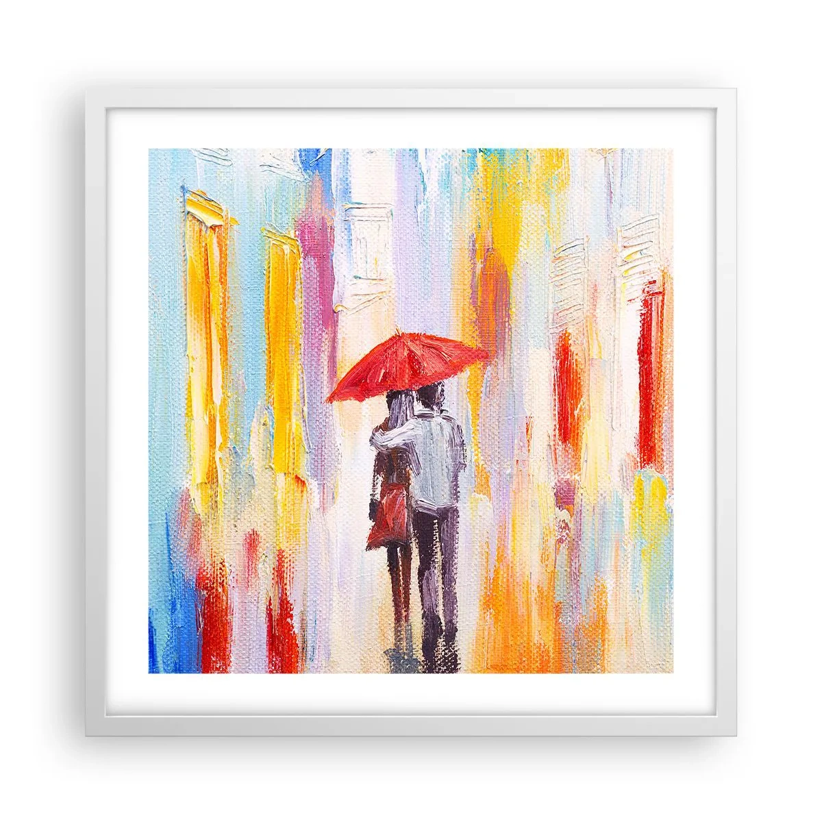 Plagát v bielom ráme - Nech prší ďalej - 50x50 cm