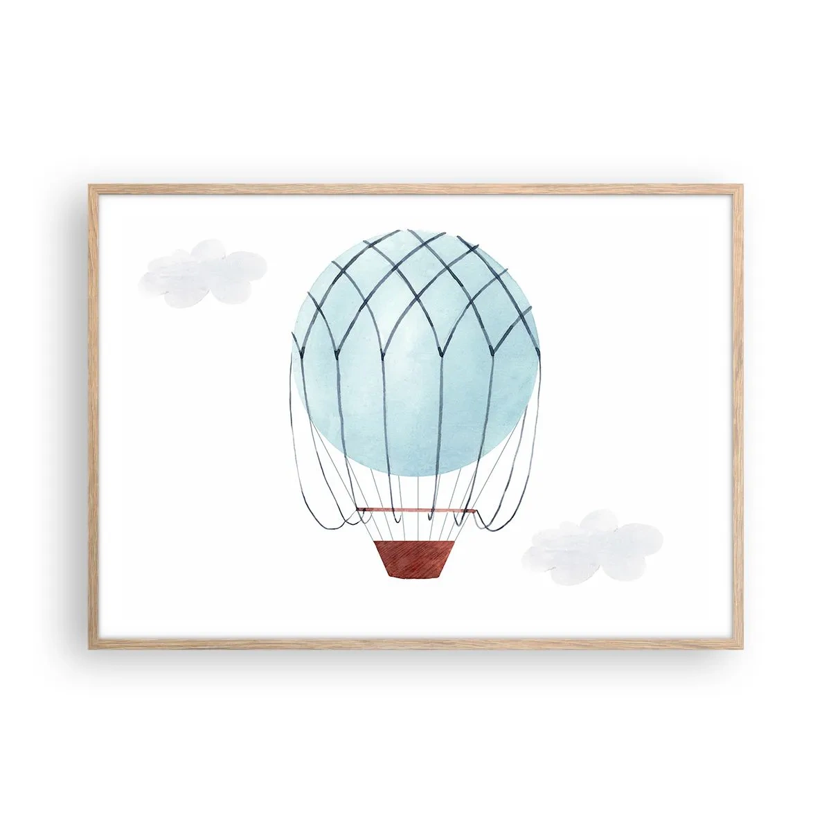 Plagát v ráme zo svetlého duba - Celý v oblakoch - 100x70 cm