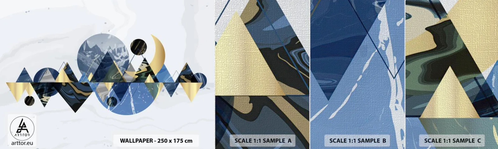 Vzorka fototapety Premium Canvas - Geometrická krajina - Abstrakcia, hory, Kus - 100x30 cm