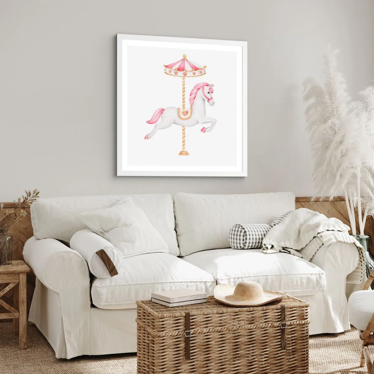 Plagát v bielom ráme - Vyrazil z kopýtka - 40x40 cm