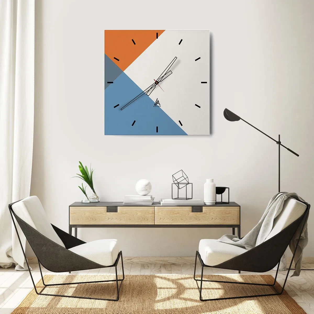 Nástenné hodiny - Pod uhlom… - 40x40 cm