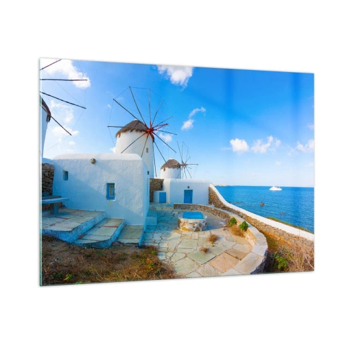 Obraz na skle - Modrý vietor od mora - 100x70 cm