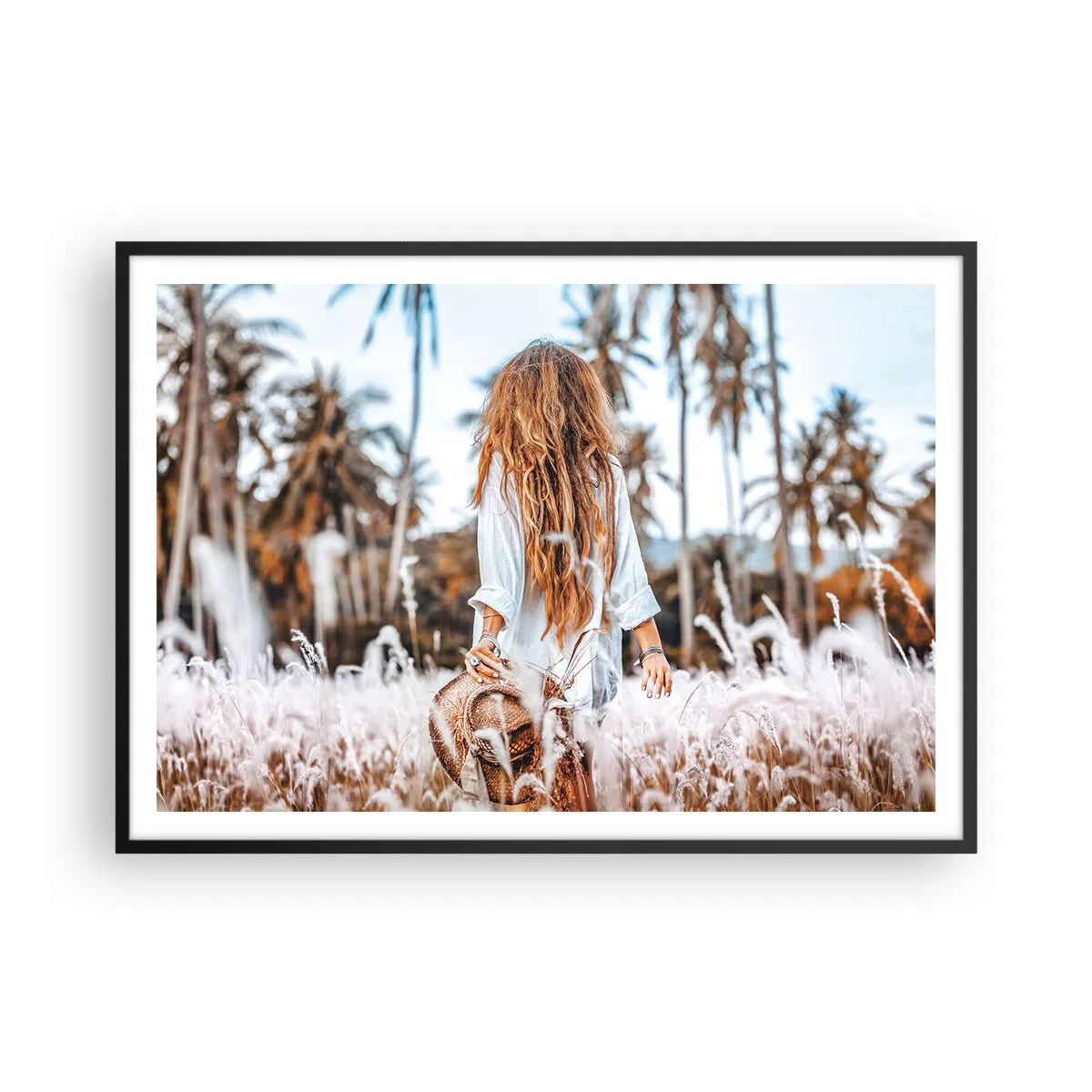 Plagát v čiernom ráme - Zrodená z trávnej páperie - 100x70 cm