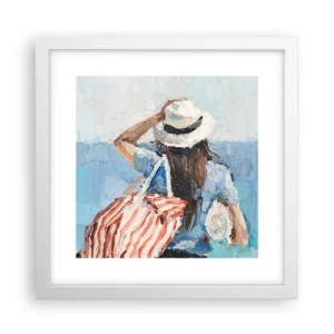 Plagát v bielom ráme - Vitaj na dovolenke - 30x30 cm