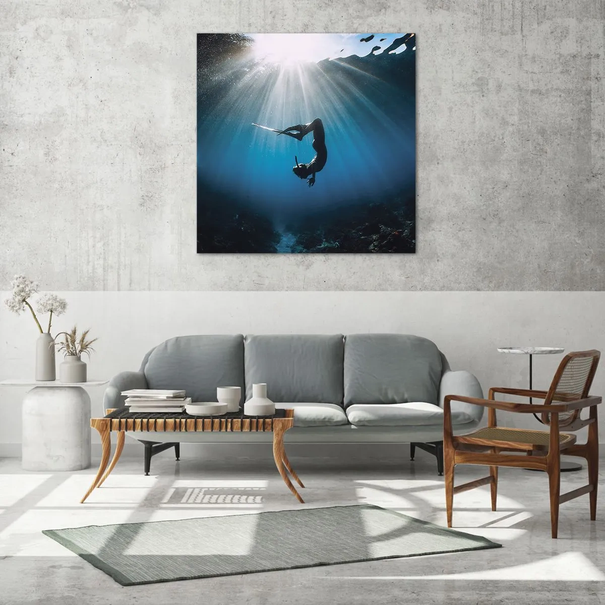 Obraz na skle - Podvodný tanec - 70x70 cm