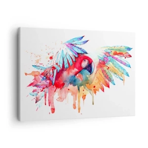 Obraz na plátne - Papagáj v umeleckom akvarelovom štýle - 70x50cm - Farební papagáje - Moderná nástenná dekorácia do obývacej izby a spálne ARTTOR