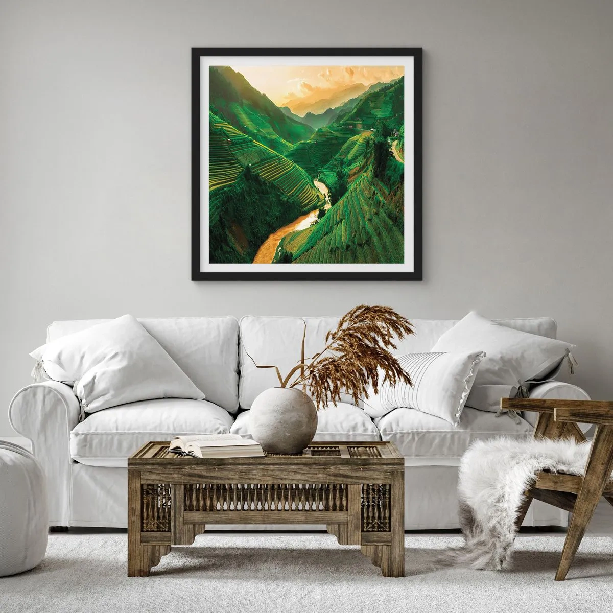 Plagát v čiernom ráme - Vietnamské údolie - 60x60 cm