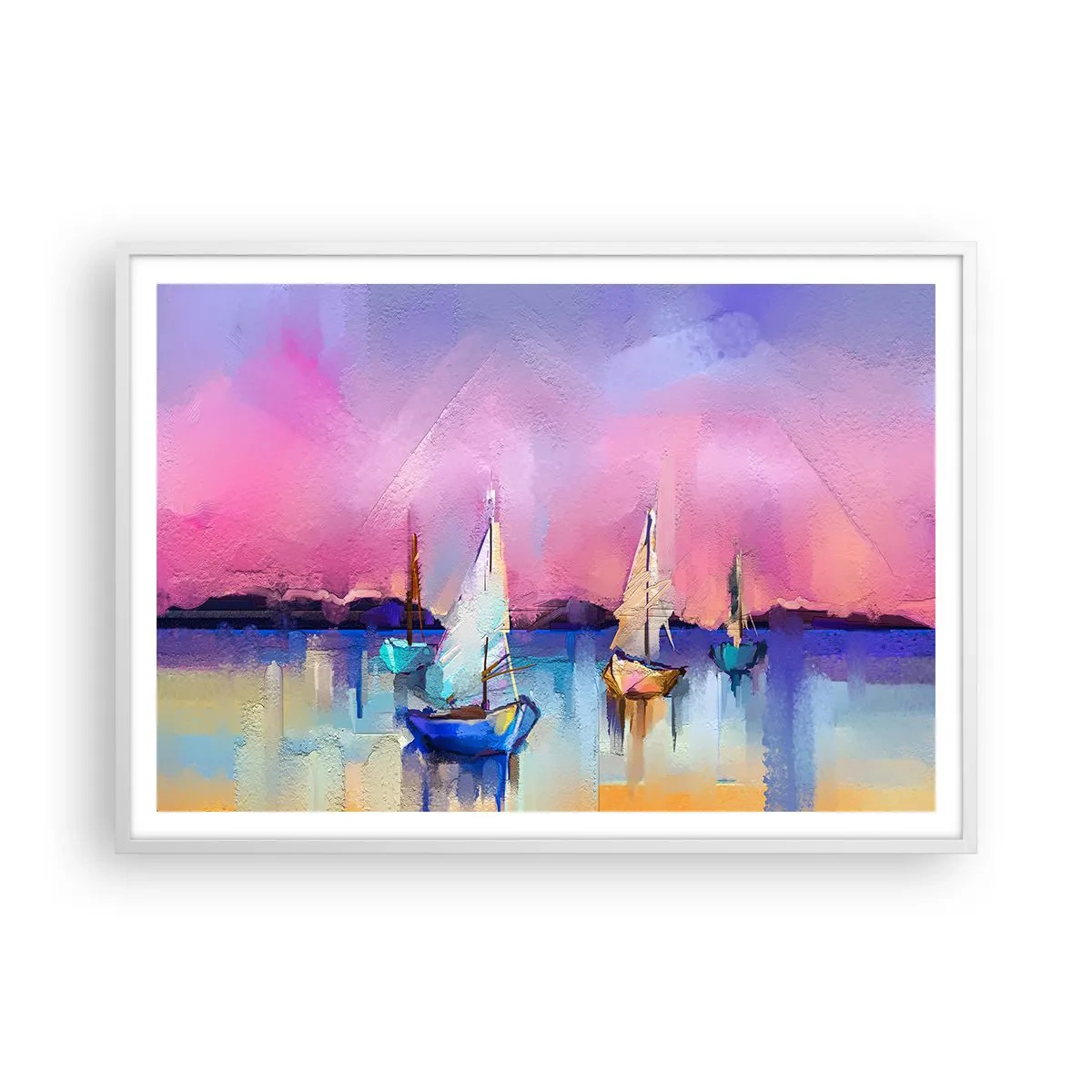 Plagát v bielom ráme - Smer: široká voda - 100x70 cm