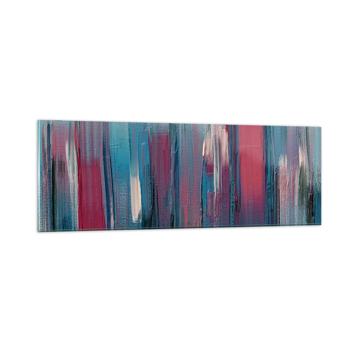 Obraz na skle - Vertikálna kompozícia v modrej a červenej - 90x30 cm