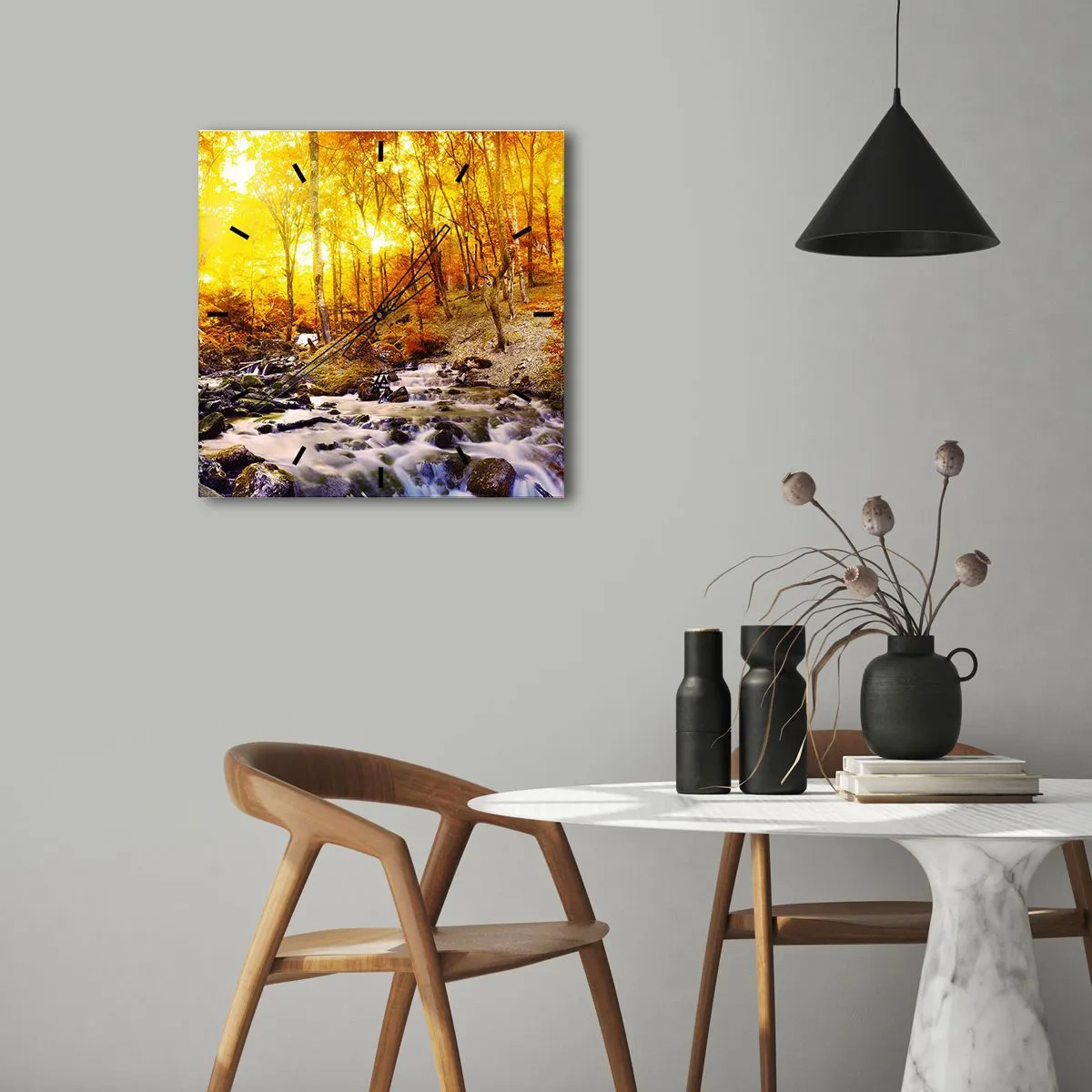 Nástenné hodiny - Kamene zasadené do zlata a platiny - 30x30 cm