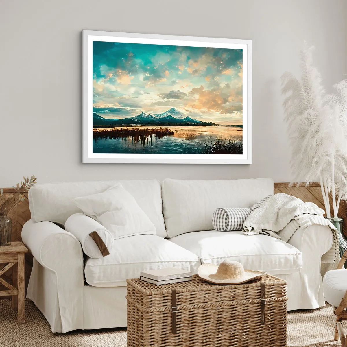 Plagát v bielom ráme - Pod ochranou neba - 100x70 cm