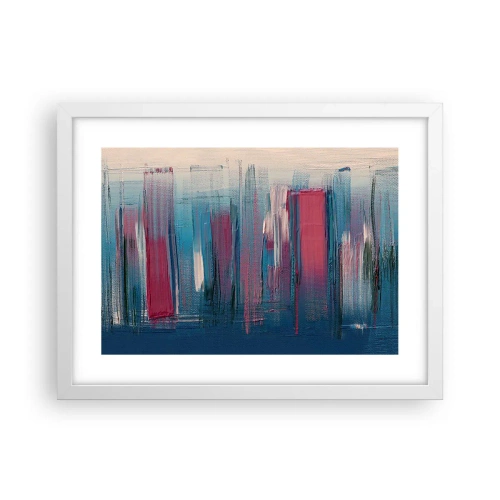 Plagát v bielom ráme - Vertikálna kompozícia v modrej a červenej - 40x30 cm