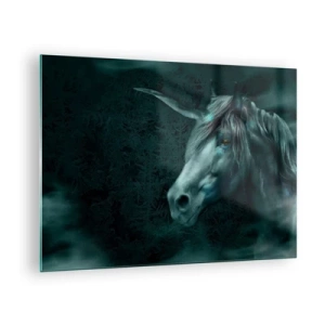 Obraz na skle - Jednorožec v tajomnom lese - 70x50cm - V rozprávkovom lese - Moderná nástenná dekorácia do obývacej izby a spálne ARTTOR