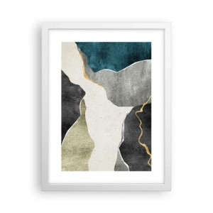 Plagát v bielom ráme - Mozaiková kompozícia so zlatou niťou - 30x40 cm