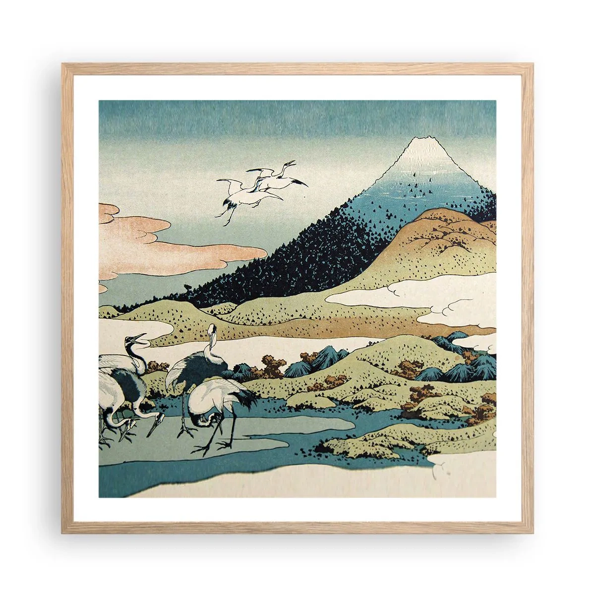 Plagát v ráme zo svetlého duba - V japonskom duchu - 60x60 cm
