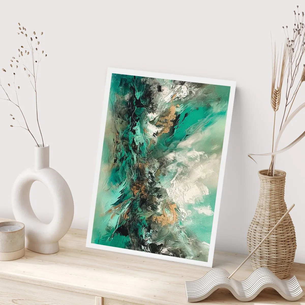Plagát - Smaragdovočierne vlnobitie - 61x91 cm