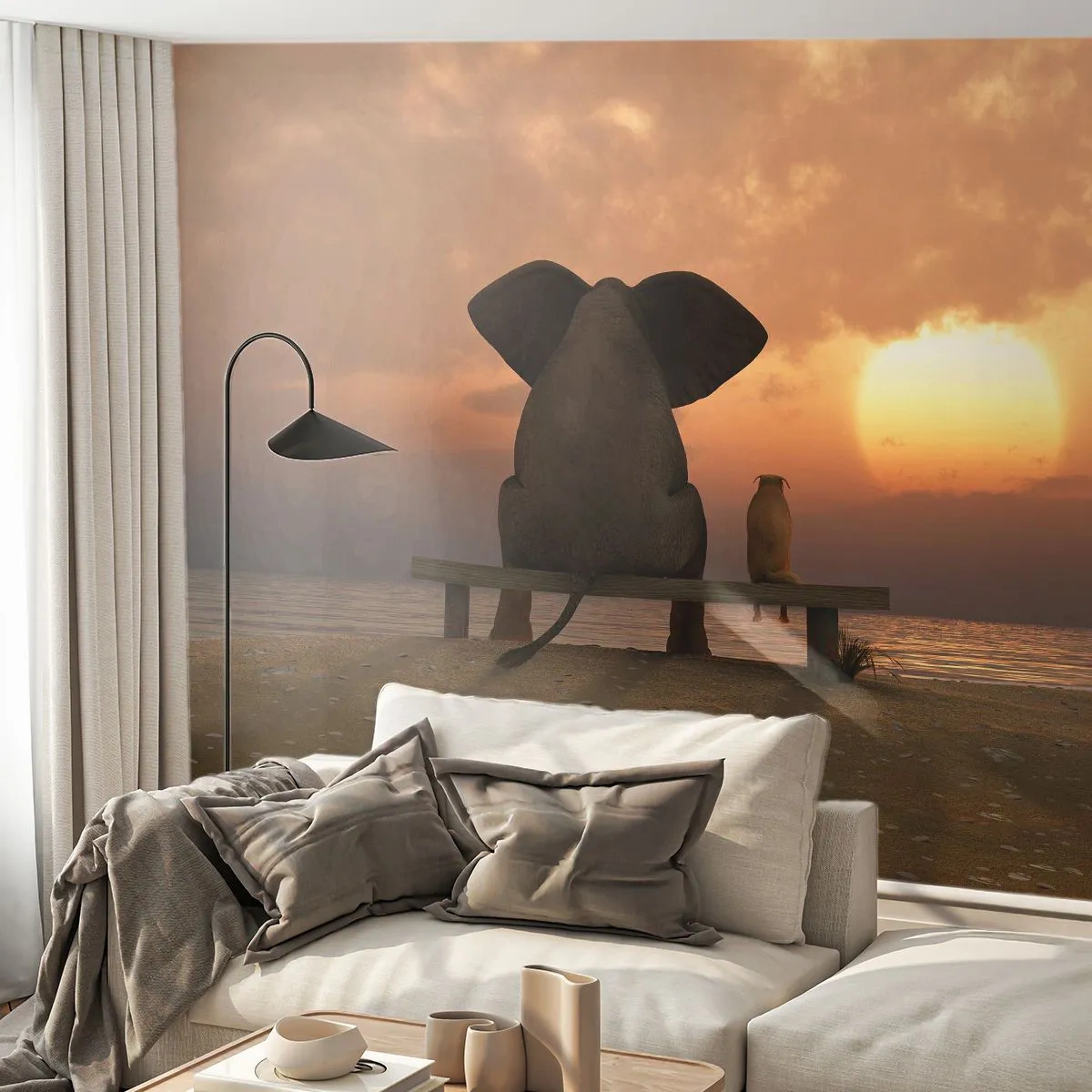 Fototapeta Premium Sand - Je skvelé spolu mlčať - Abstrakcia, Zvieratá, Priateľstvo - 100x70 cm