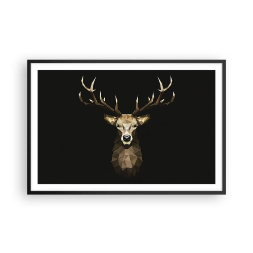 Plagát v čiernom ráme - Kubistický jeleň - 91x61 cm